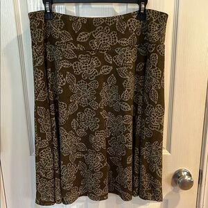 New York & Company Floral Patterned Brown Skirt